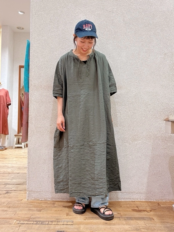 シアーストライプカフタンワンピース