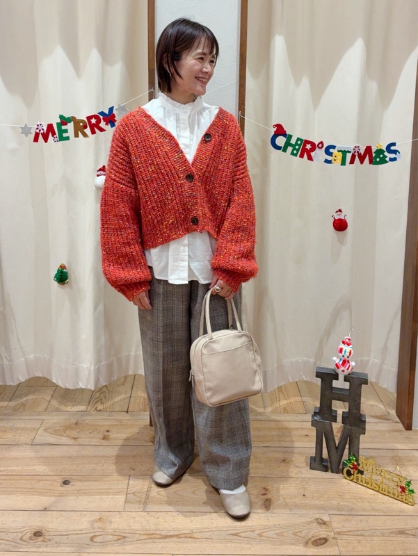 レ*ニ様 ☆ハンドメイド☆ニットカーディガン TREOVER カーディガン 片畦編み・Vネック MIXニットカーディガン